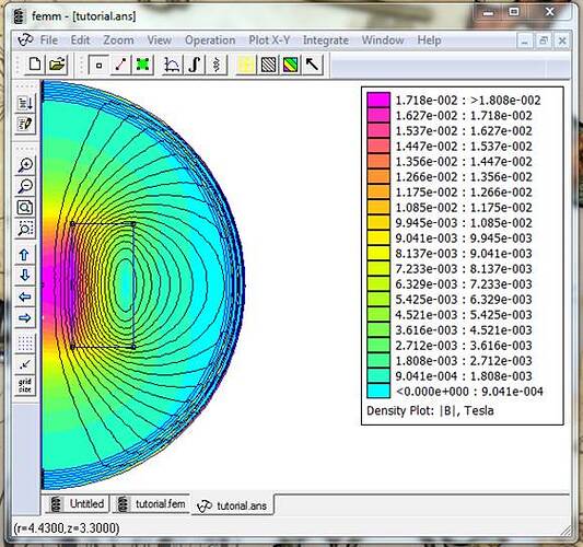 FEMM Magntic tutorial final display